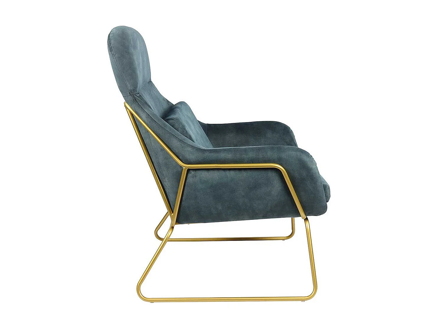 Ausgefallener Sessel aus Samtvelours Blau Metall Messingfarben