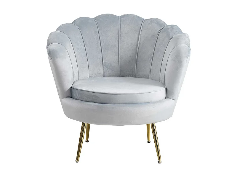 Armlehnensessel in Hellgrau Samt Muschelform