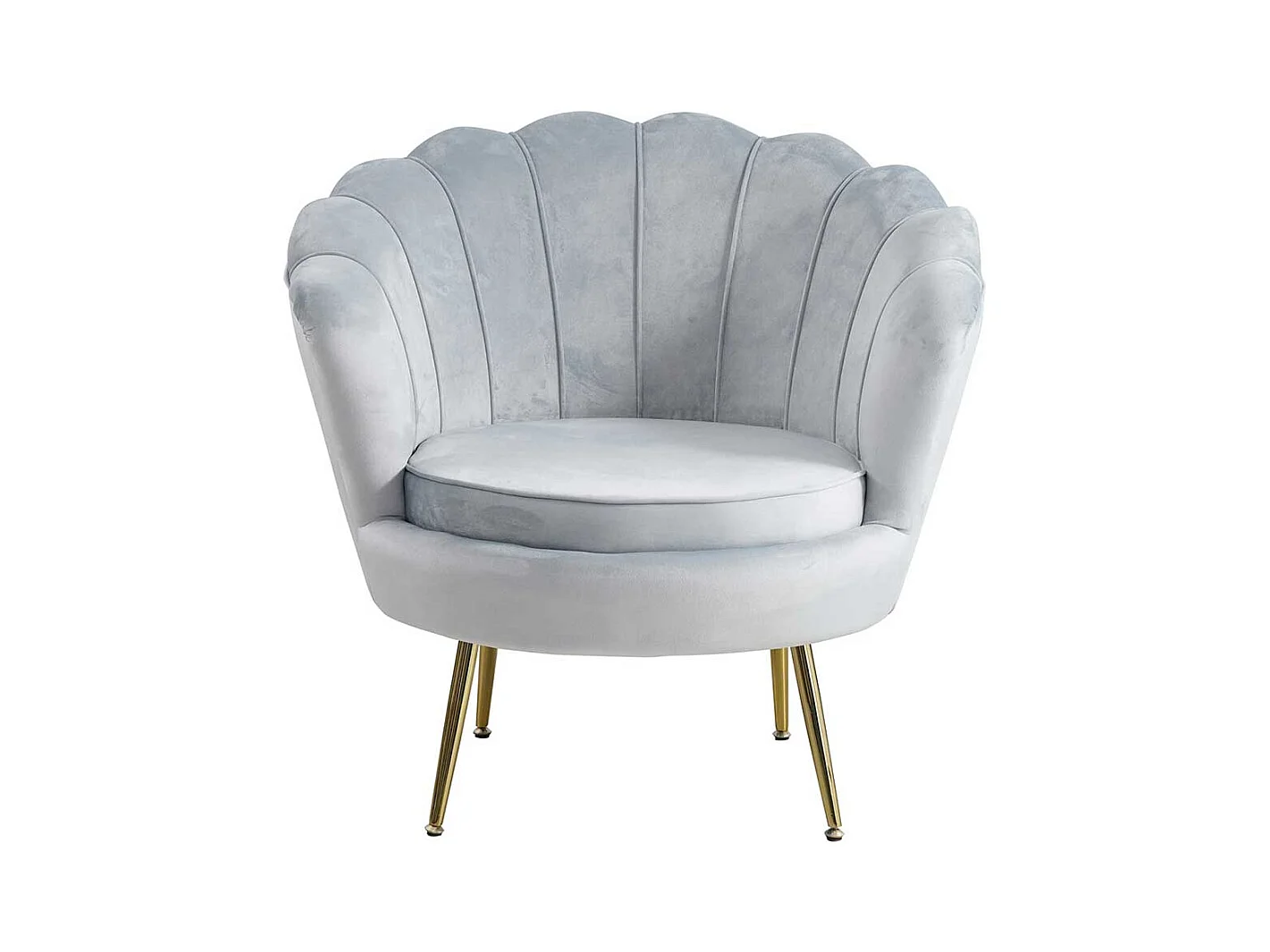 Armlehnensessel in Hellgrau Samt Muschelform