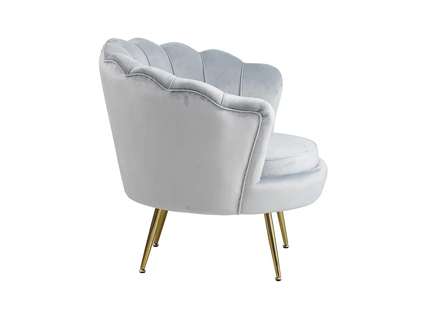 Armlehnensessel in Hellgrau Samt Muschelform
