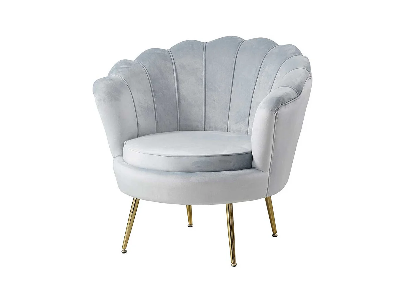 Armlehnensessel in Hellgrau Samt Muschelform