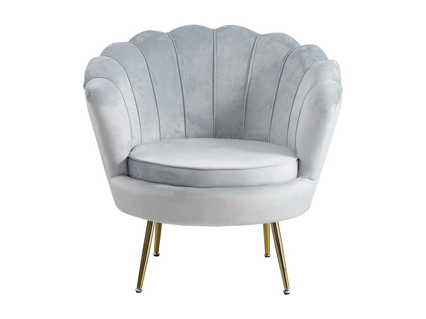 Armlehnensessel in Hellgrau Samt Muschelform
