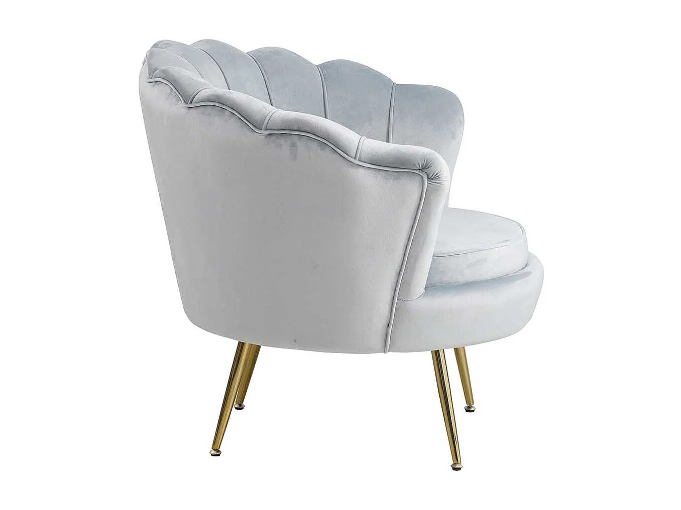 Armlehnensessel in Hellgrau Samt Muschelform