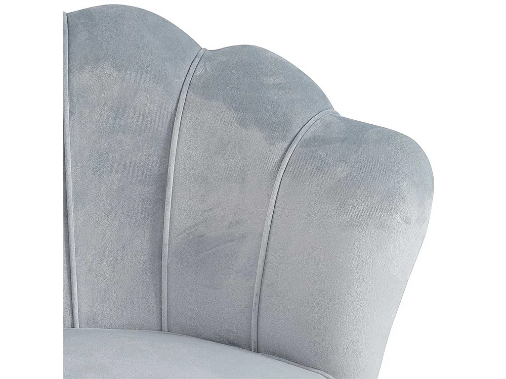 Armlehnensessel in Hellgrau Samt Muschelform