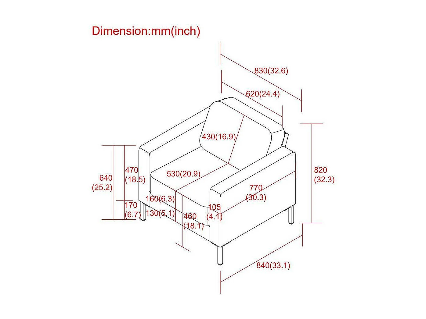 Clubsessel Cremeweiß aus Webstoff und Metall 46 cm Sitzhöhe