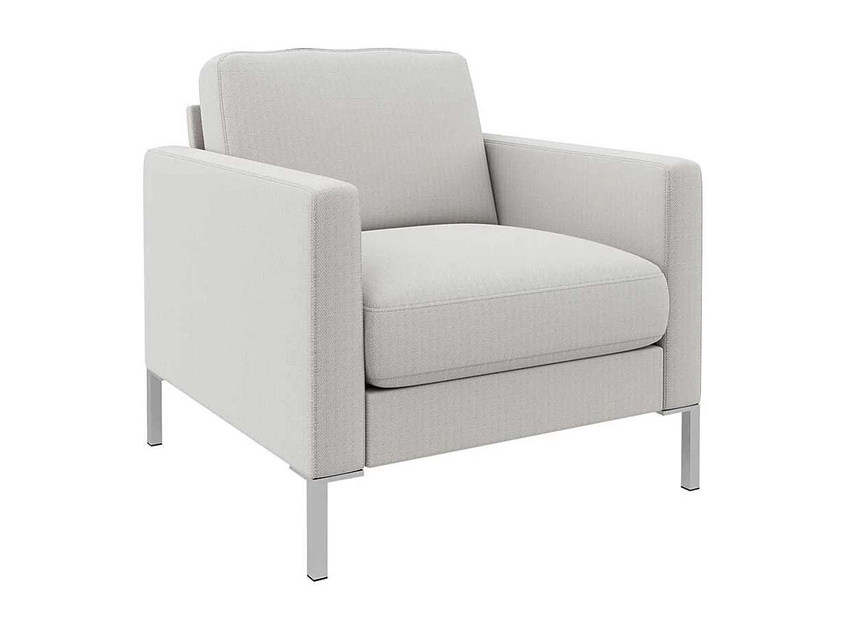 Clubsessel Cremeweiß aus Webstoff und Metall 46 cm Sitzhöhe