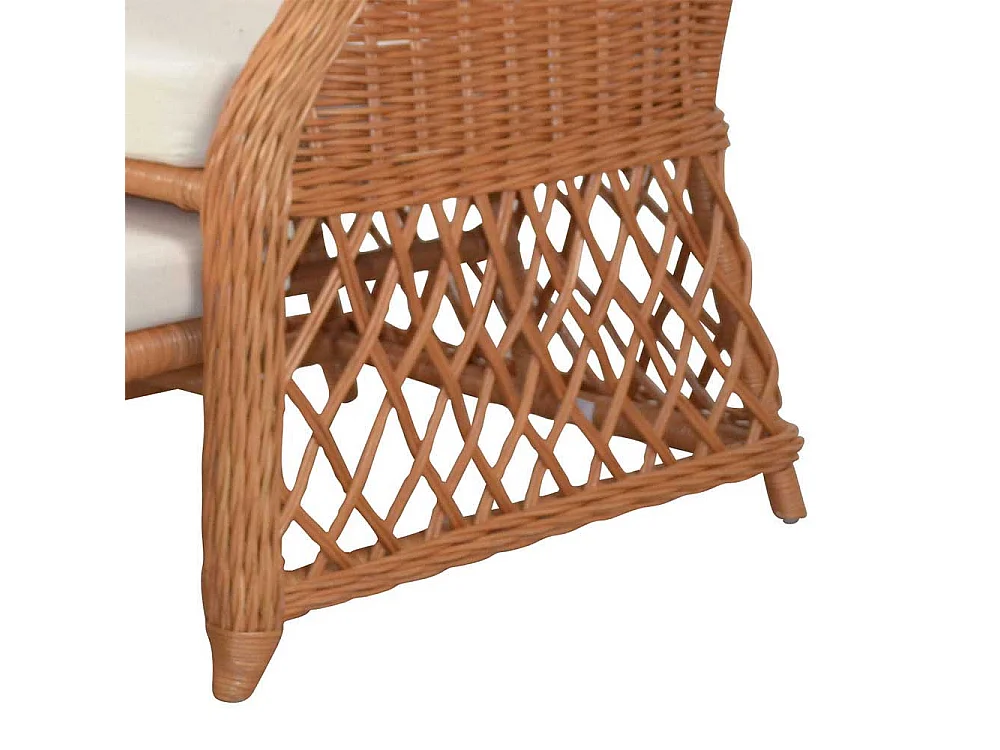 Rattansessel in Honigfarben herausziehbarem Fußteil