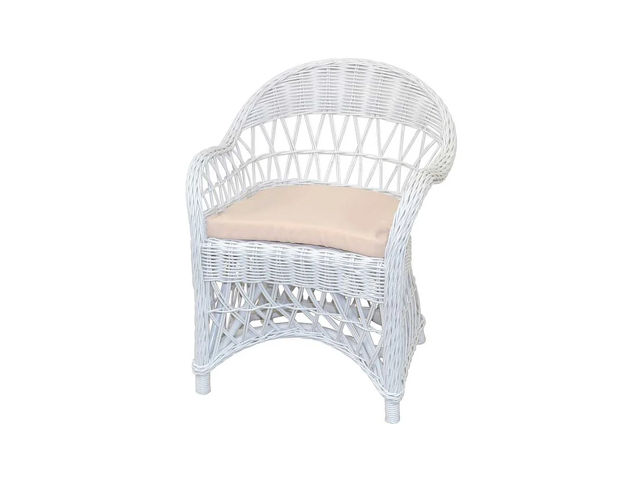 Wei�er Korbsessel aus Rattan Geflecht Landhausstil