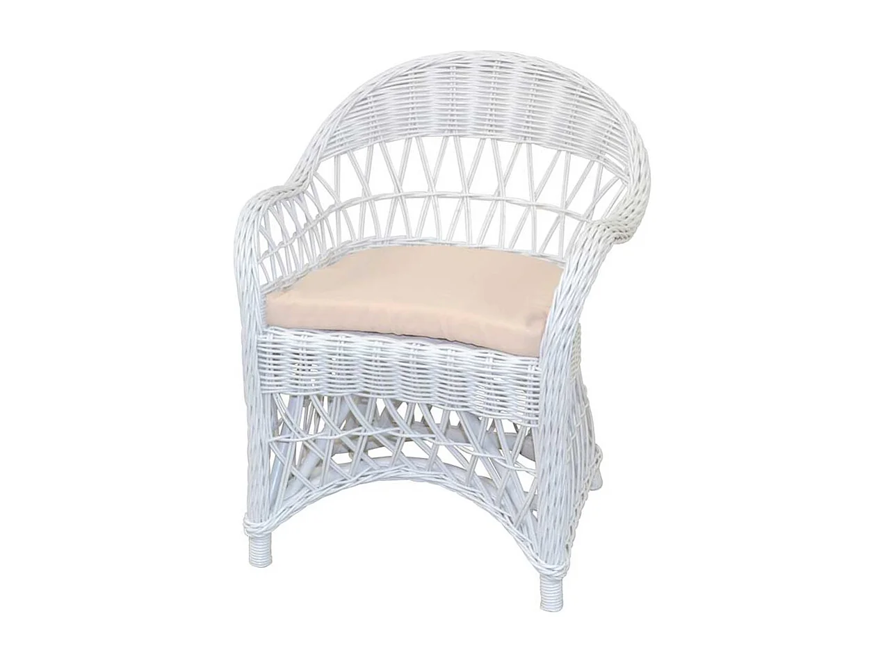 Weißer Korbsessel aus Rattan Geflecht Landhausstil