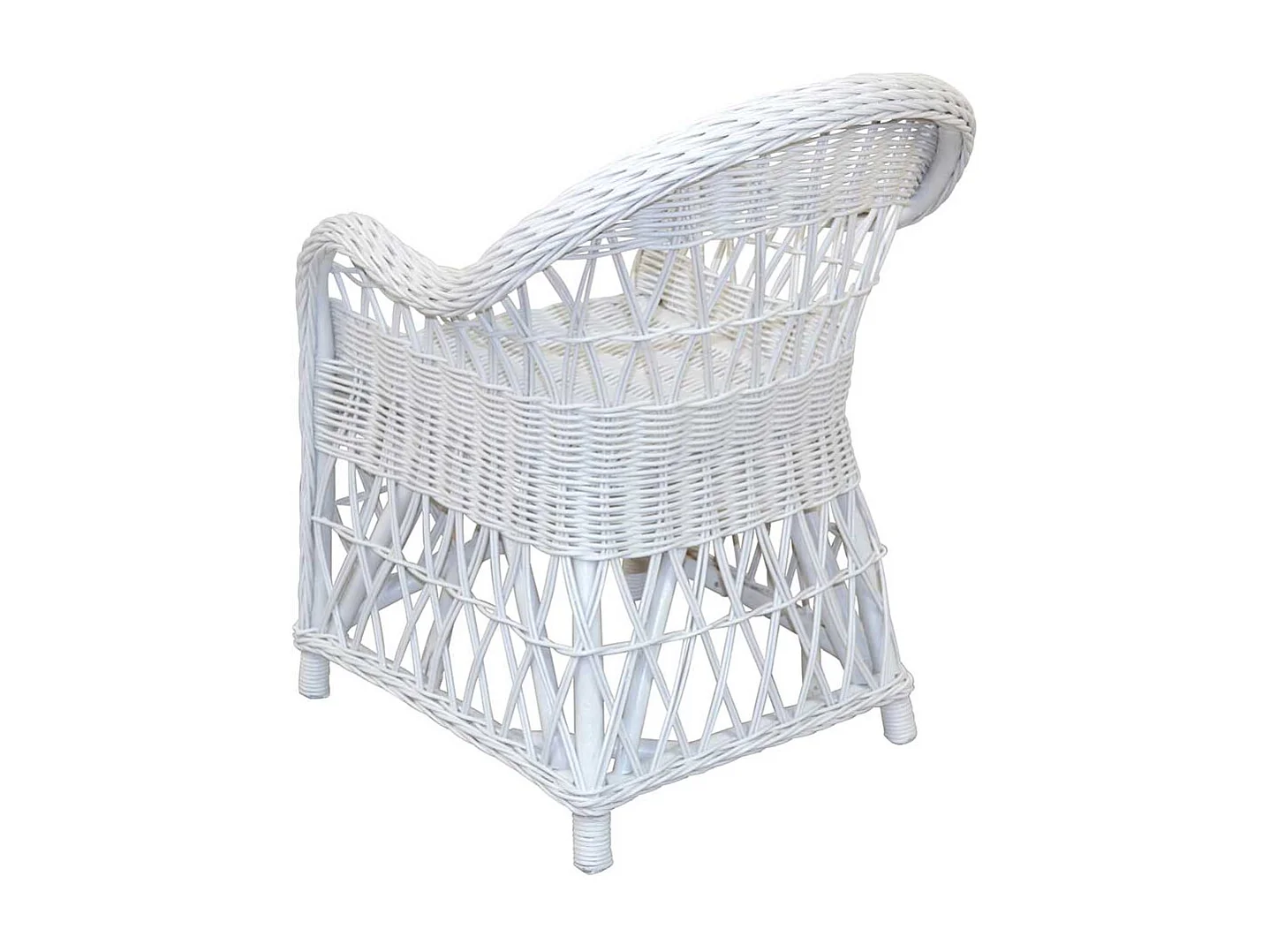 Weißer Korbsessel aus Rattan Geflecht Landhausstil