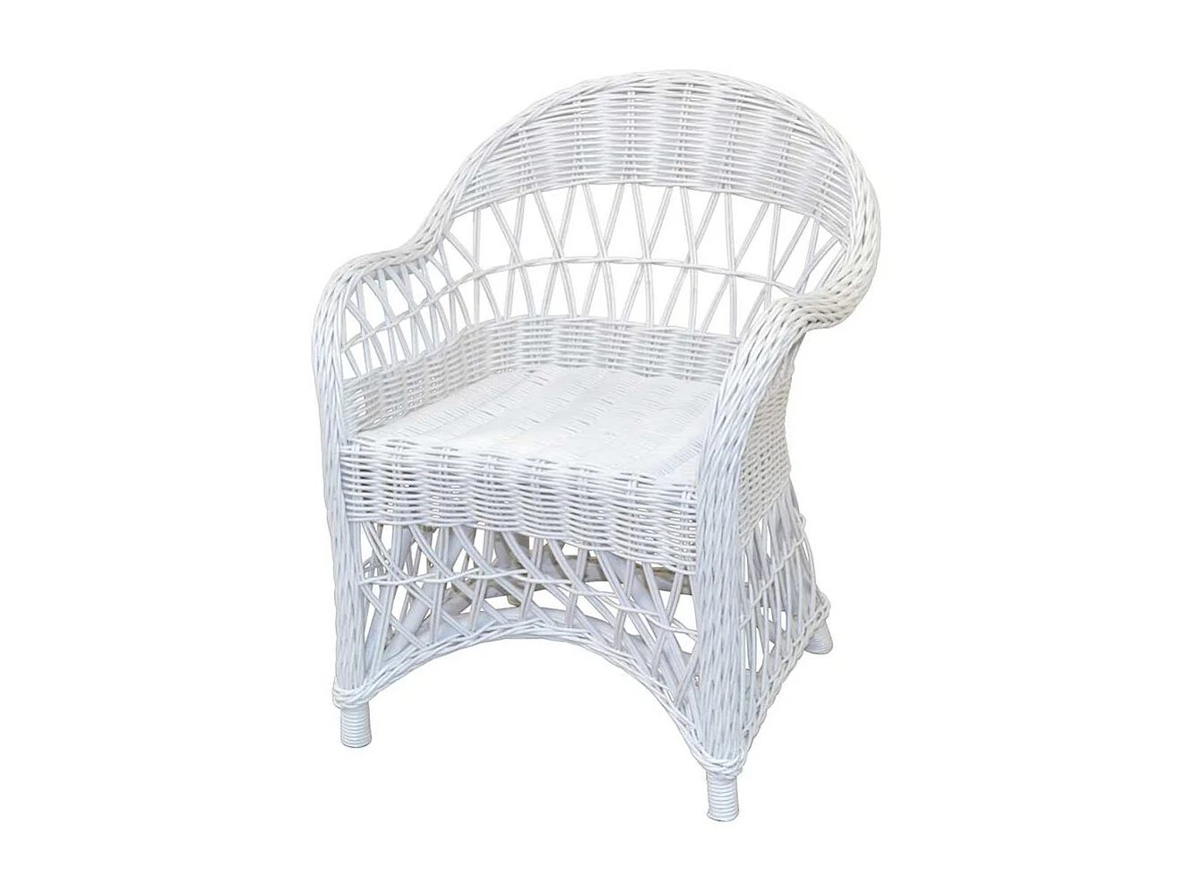 Weißer Korbsessel aus Rattan Geflecht Landhausstil