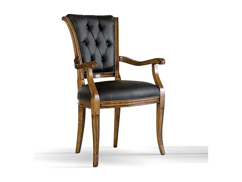 Echtleder Armlehner in Dunkelgrau aufwendigen Steppungen