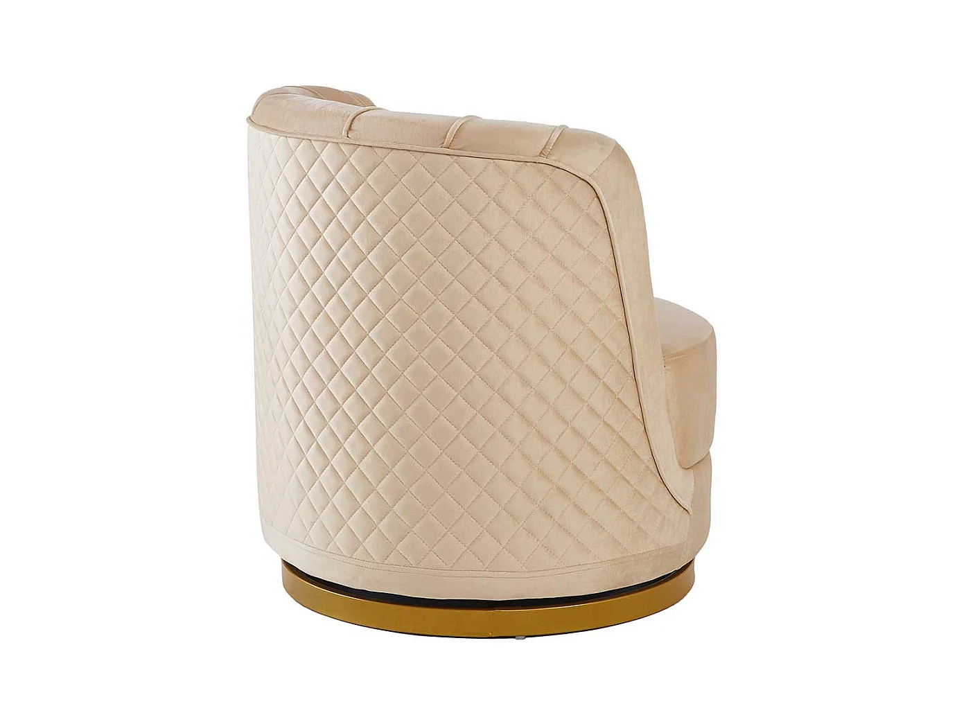 Samt Drehsessel Retro in Cremeweiß und Goldfarben 77 cm hoch
