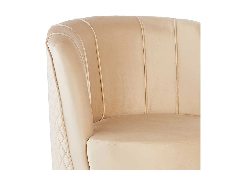 Samt Drehsessel Retro in Cremeweiß und Goldfarben 77 cm hoch