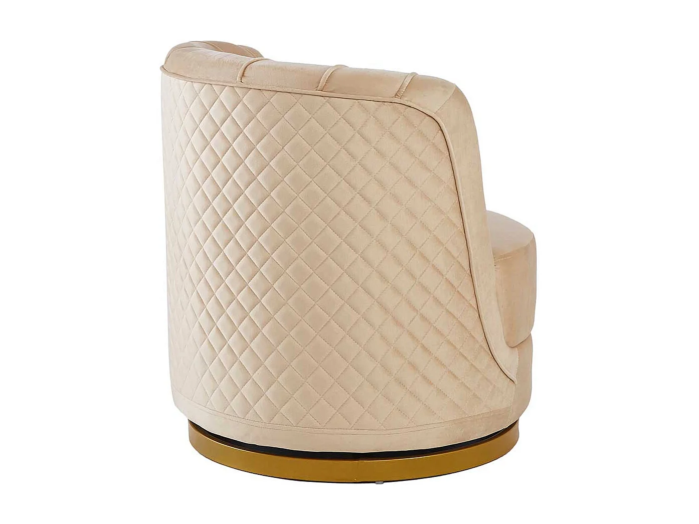 Samt Drehsessel Retro in Cremeweiß und Goldfarben 77 cm hoch