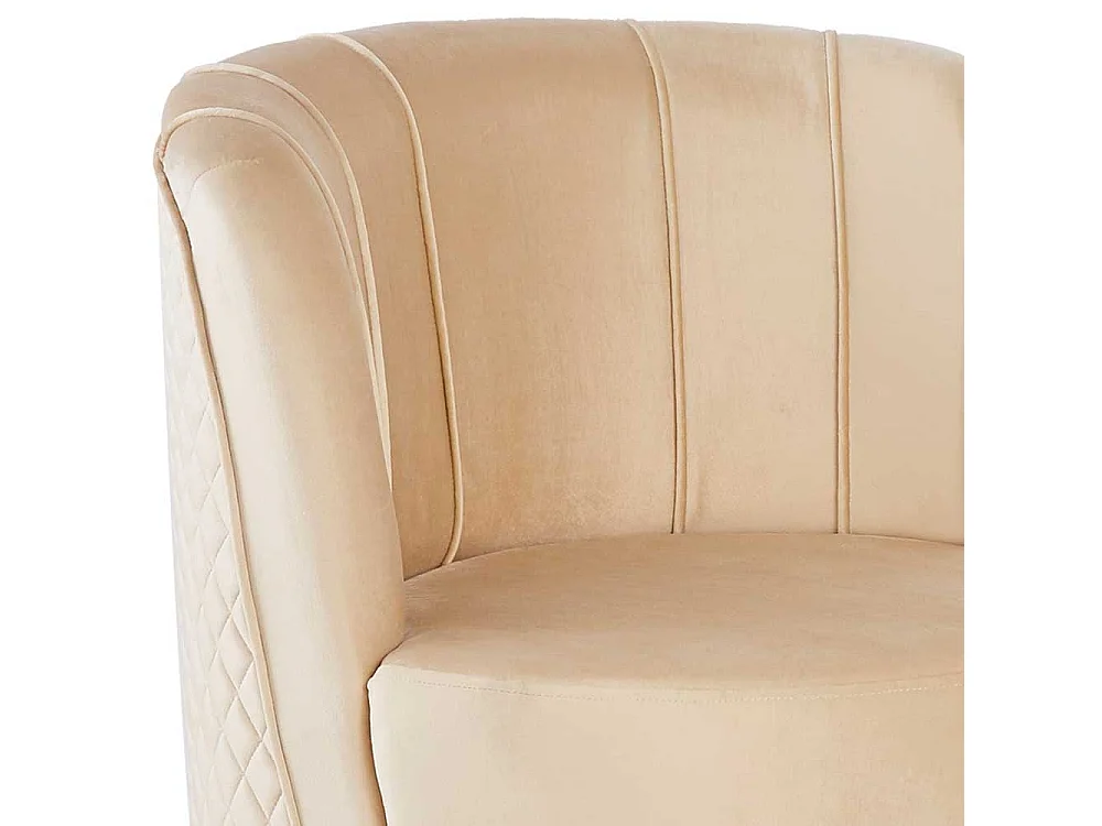 Samt Drehsessel Retro in Cremeweiß und Goldfarben 77 cm hoch