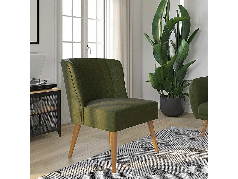 Kleiner Wohnzimmersessel im Retrostil Grün Stoff