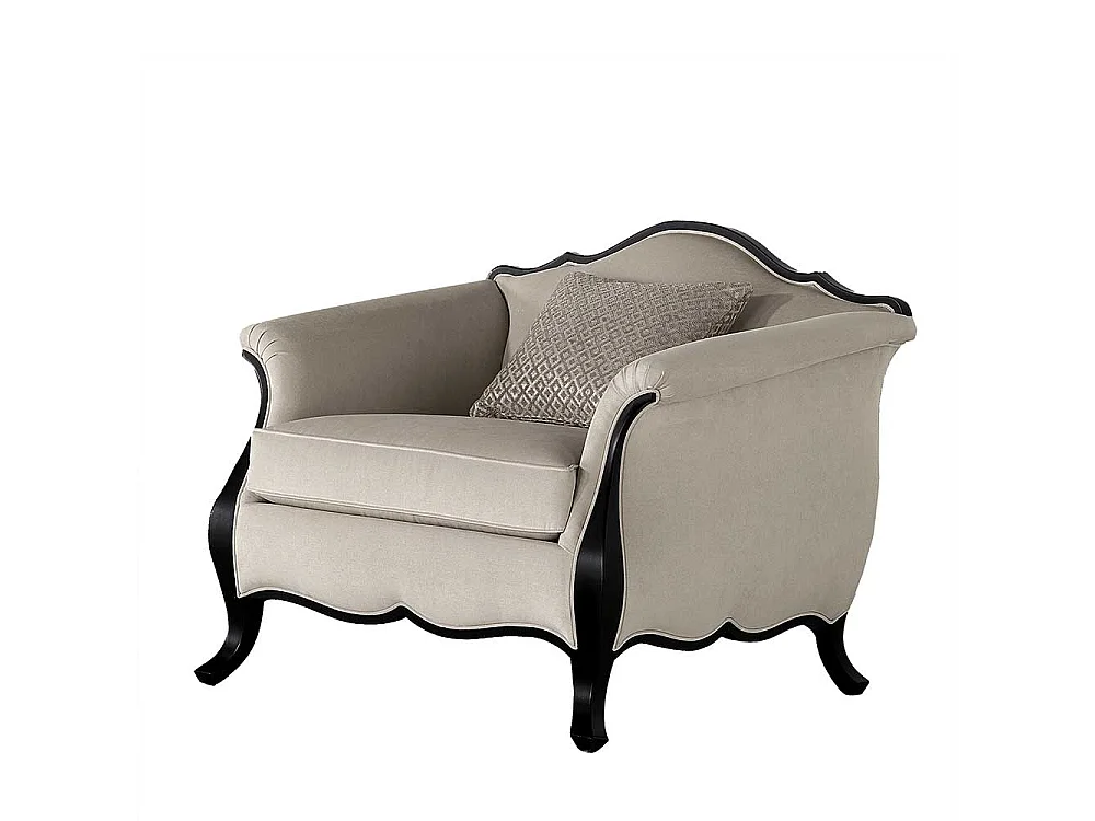 Klassischer Einzelsessel in Beige und Schwarz Vierfußgestell aus Holz