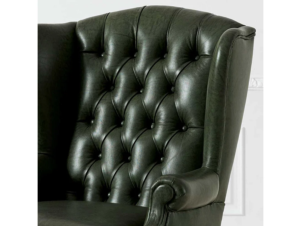 Ledersessel Chesterfield in Oliv Grün 50 cm Sitzhöhe