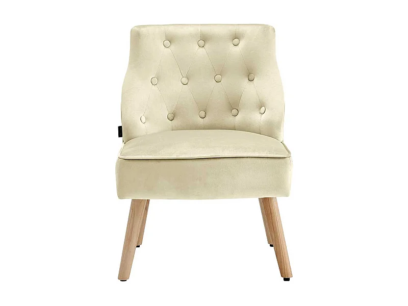 Lounge Sessel in Cremefarben Samt Knopfsteppungen (2er Set)