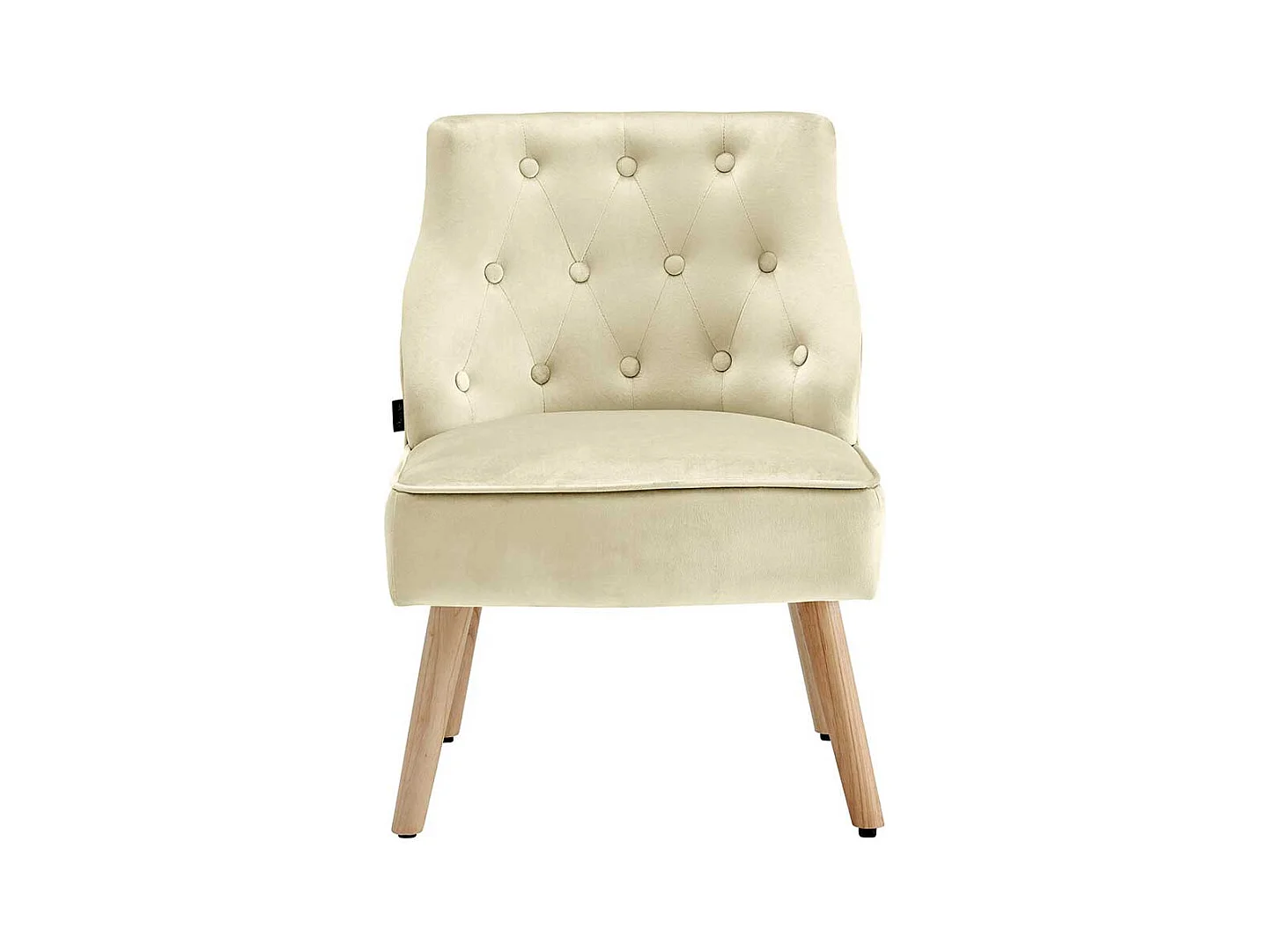 Lounge Sessel in Cremefarben Samt Knopfsteppungen (2er Set)
