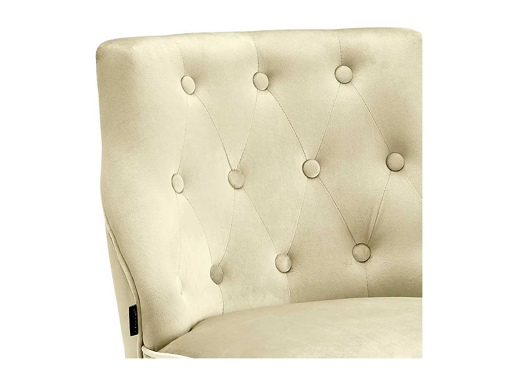 Lounge Sessel in Cremefarben Samt Knopfsteppungen (2er Set)