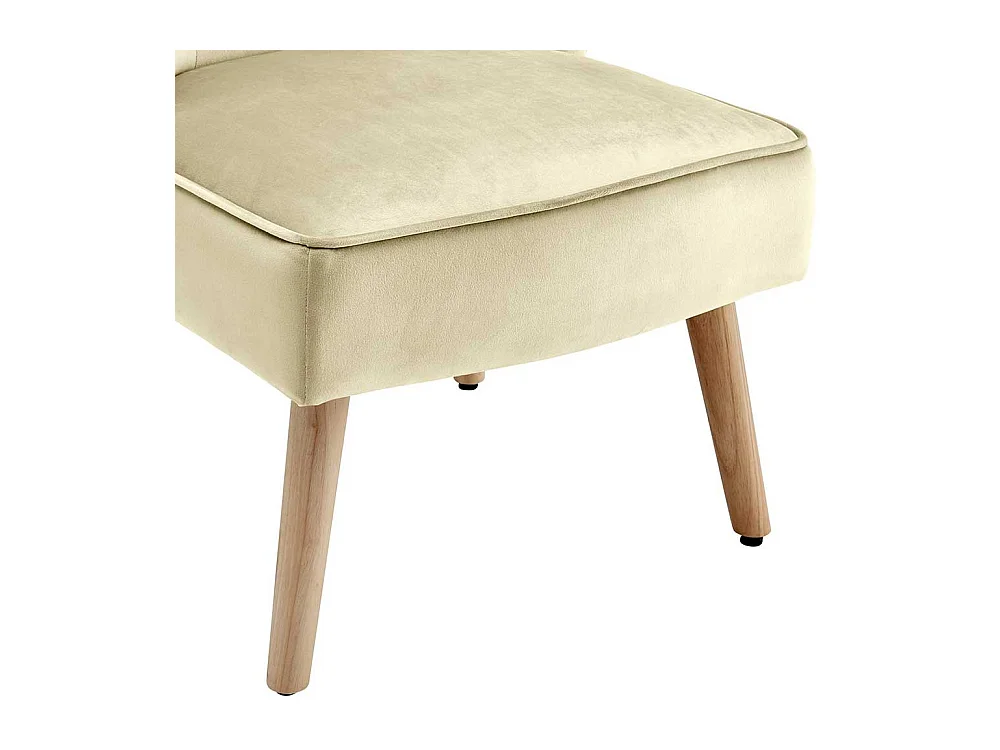 Lounge Sessel in Cremefarben Samt Knopfsteppungen (2er Set)