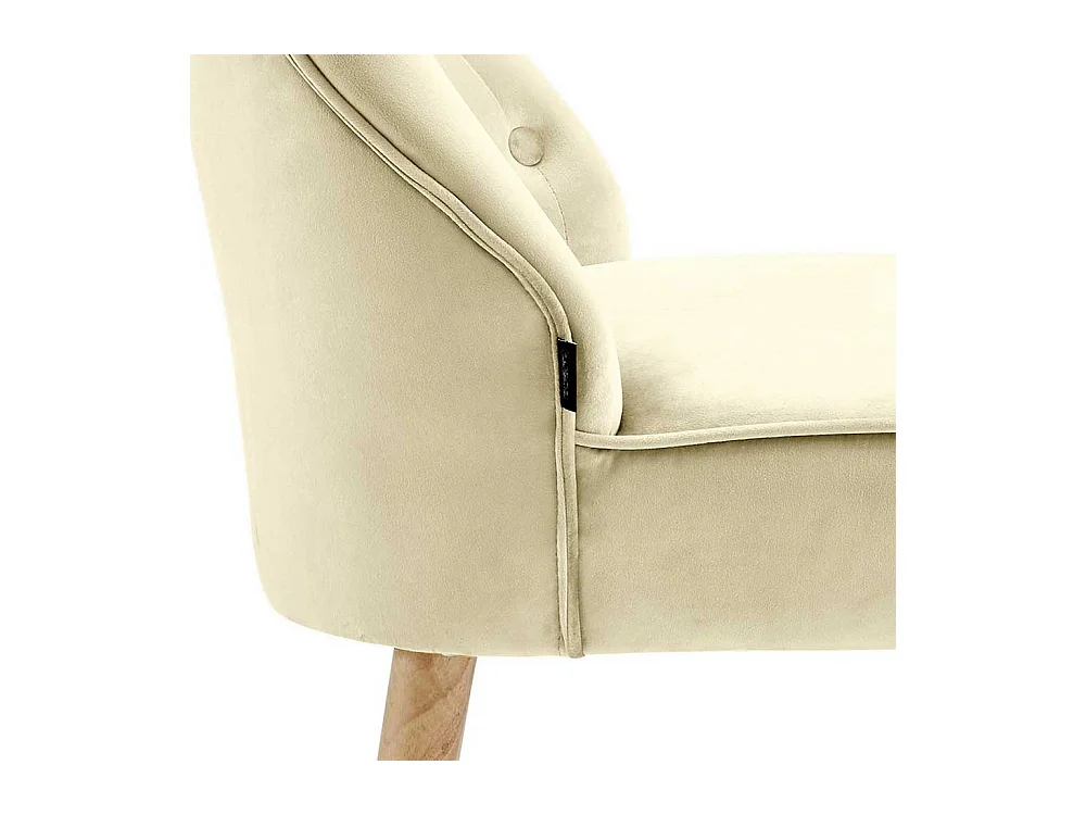 Lounge Sessel in Cremefarben Samt Knopfsteppungen (2er Set)