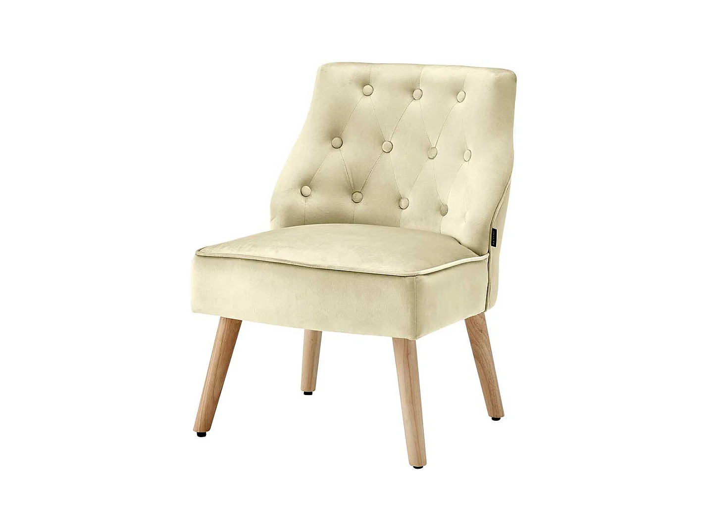 Lounge Sessel in Cremefarben Samt Knopfsteppungen (2er Set)