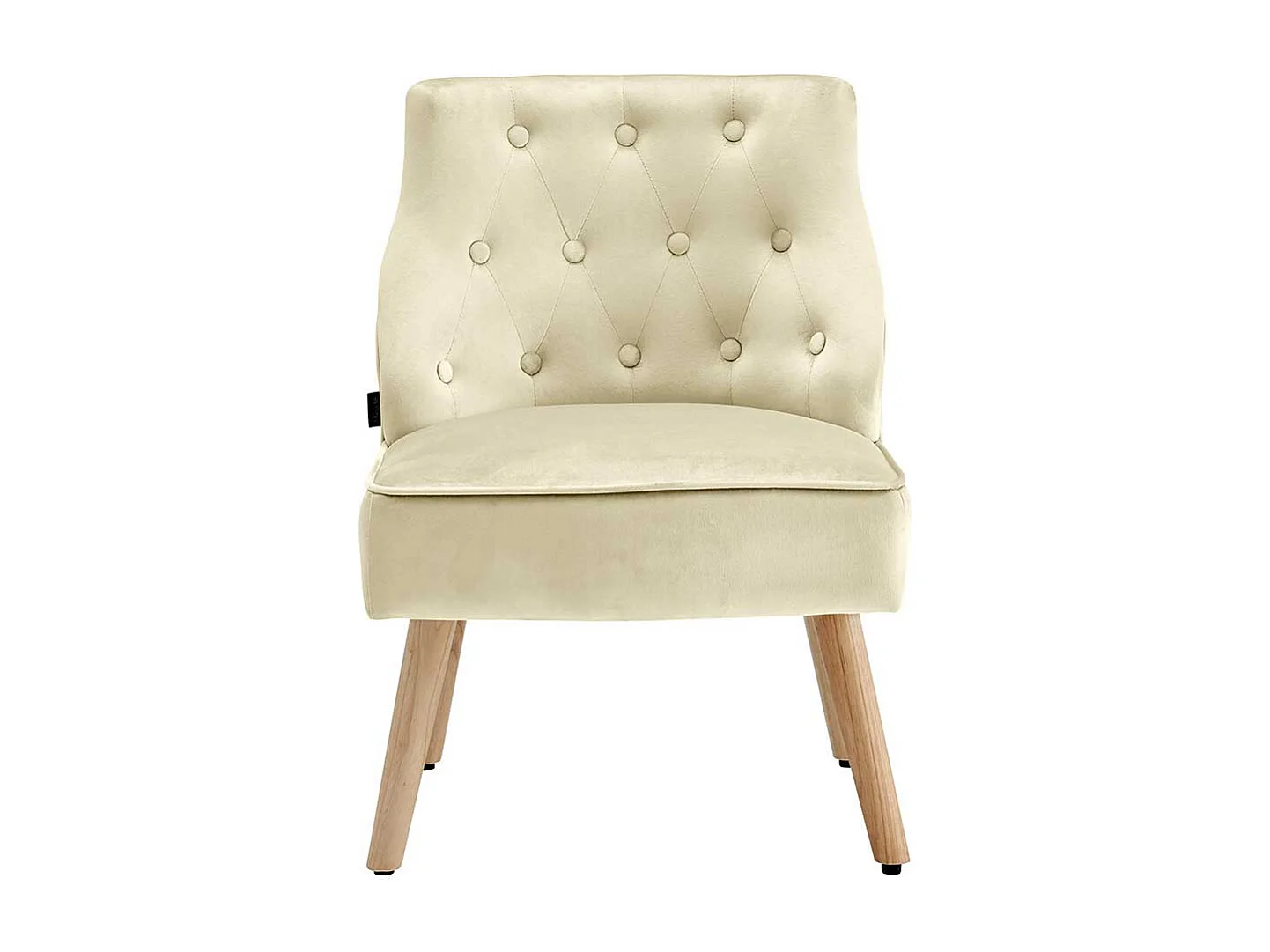 Lounge Sessel in Cremefarben Samt Knopfsteppungen (2er Set)