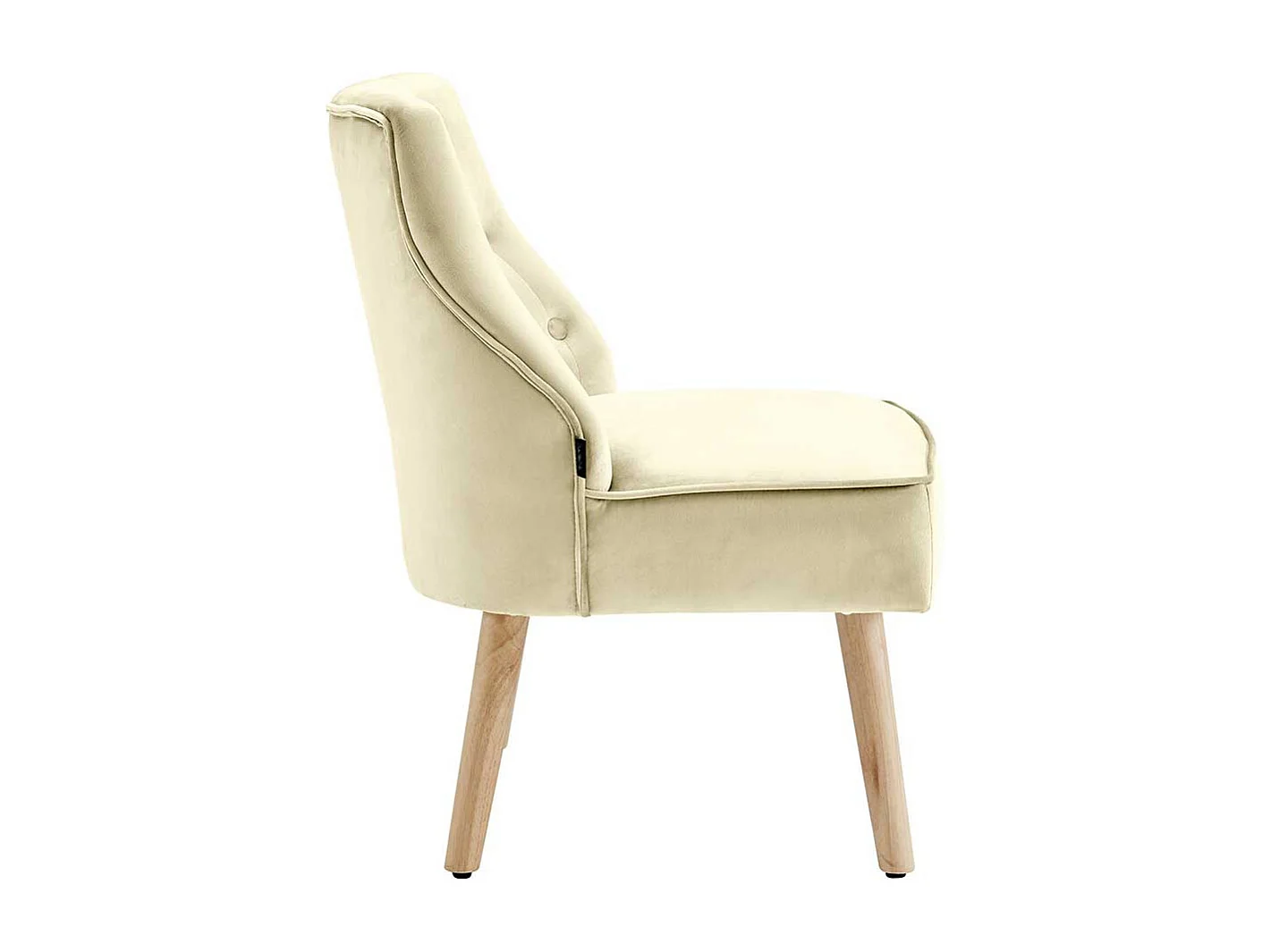 Lounge Sessel in Cremefarben Samt Knopfsteppungen (2er Set)