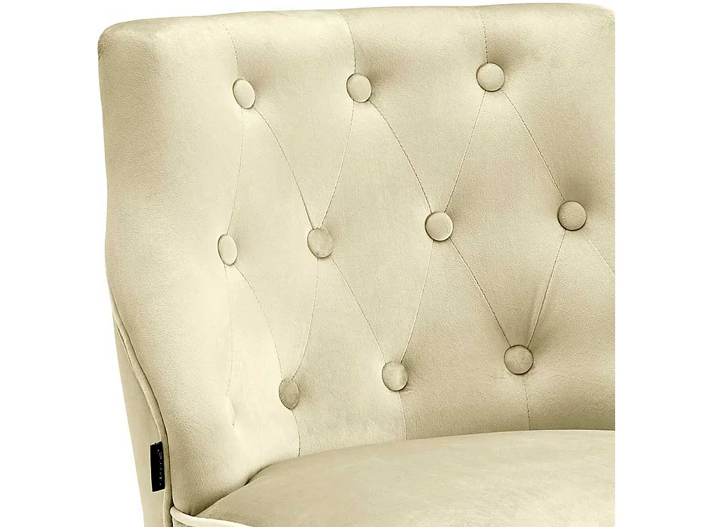 Lounge Sessel in Cremefarben Samt Knopfsteppungen (2er Set)