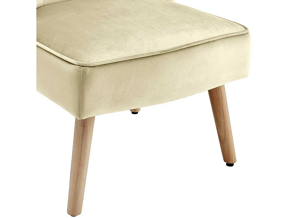 Lounge Sessel in Cremefarben Samt Knopfsteppungen (2er Set)