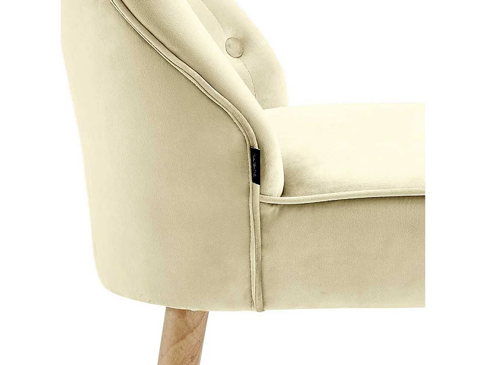 Lounge Sessel in Cremefarben Samt Knopfsteppungen (2er Set)