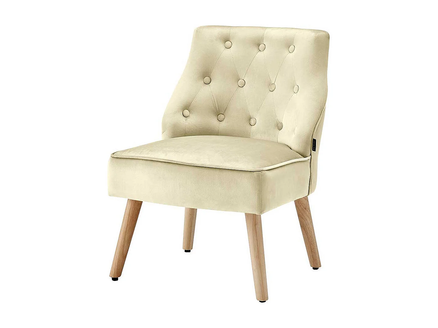 Lounge Sessel in Cremefarben Samt Knopfsteppungen (2er Set)