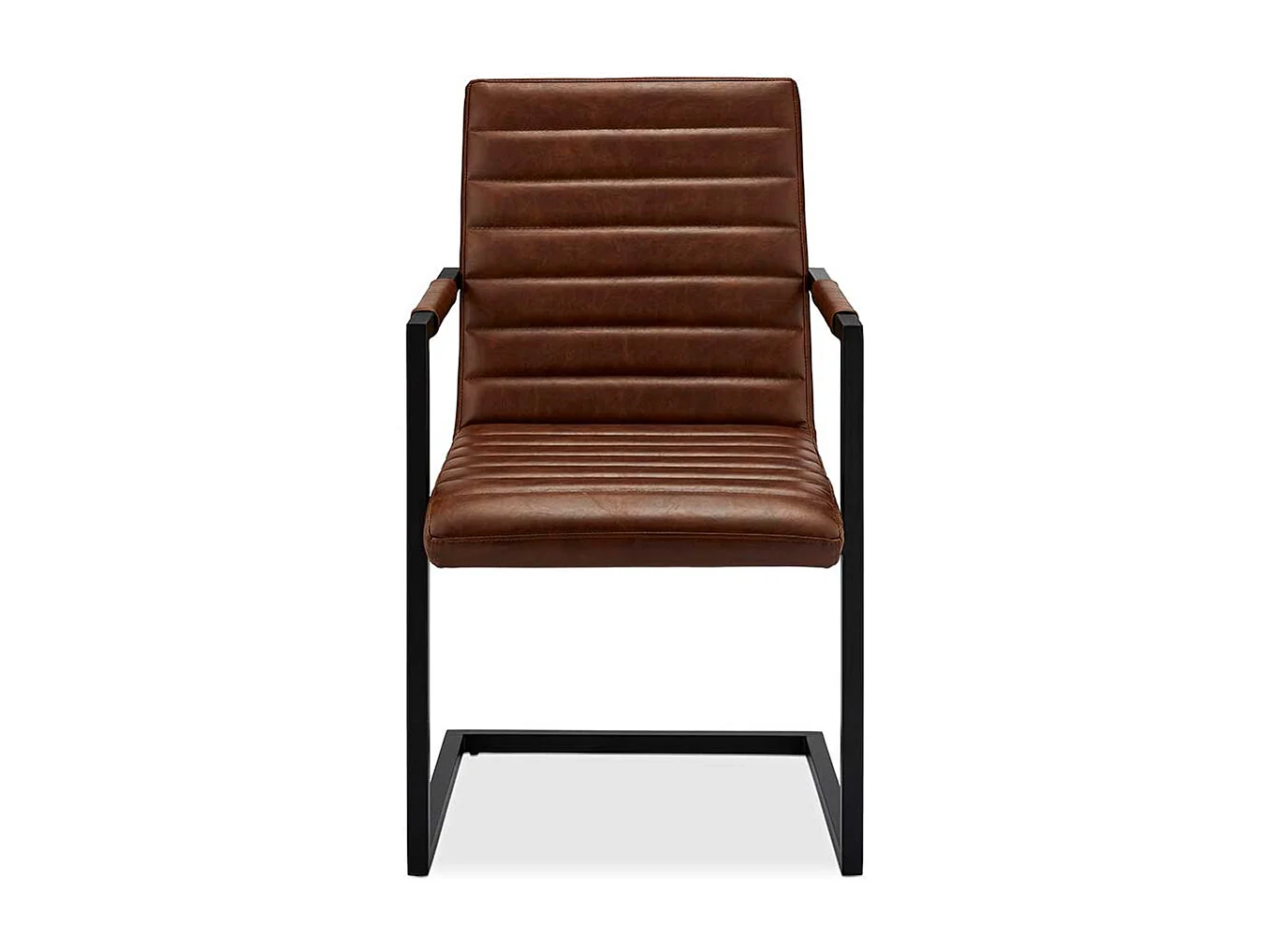 Freischwinger St�hle in Cognac Braun Kunstleder Armlehnen (2er Set)