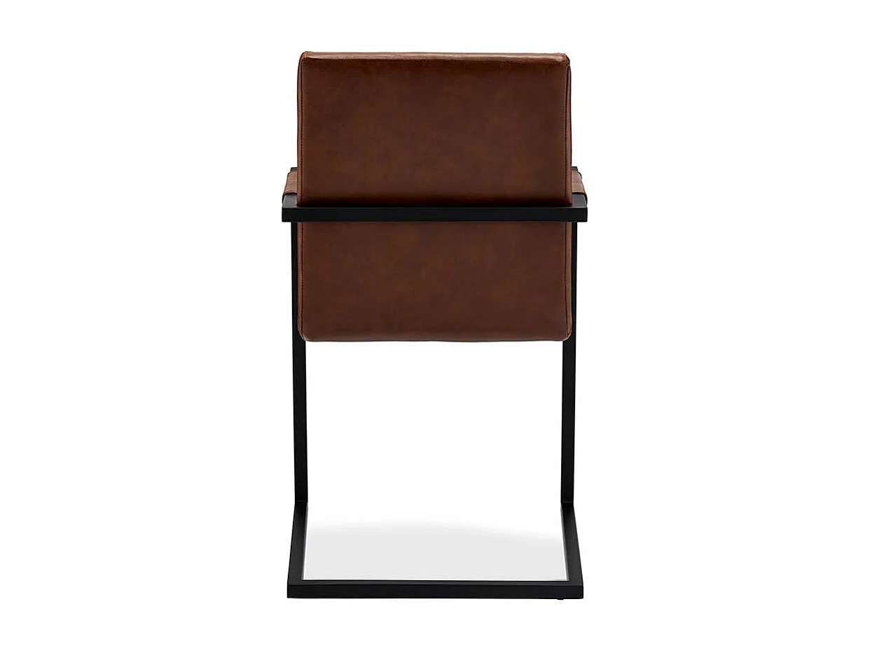 Freischwinger St�hle in Cognac Braun Kunstleder Armlehnen (2er Set)