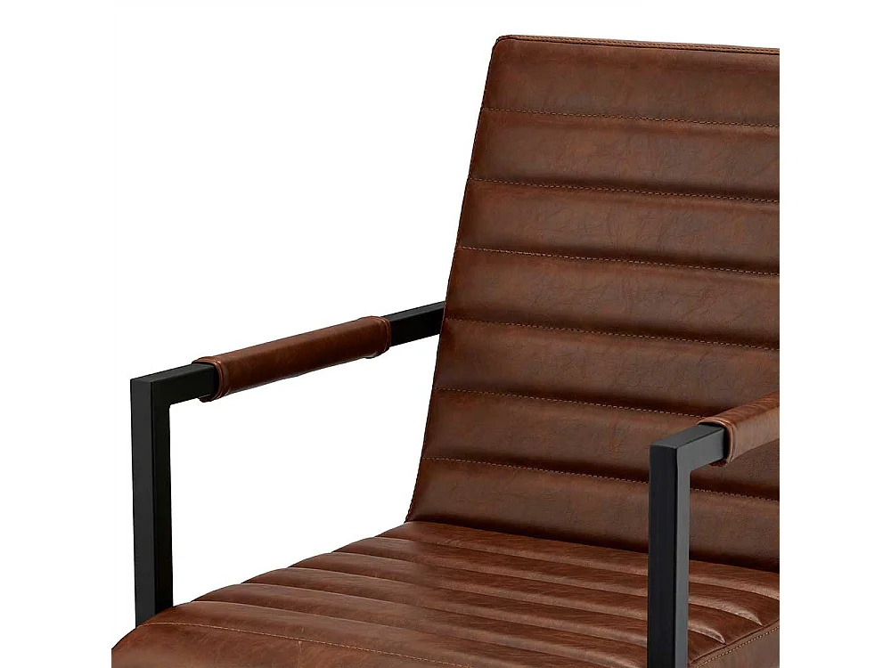 Freischwinger St�hle in Cognac Braun Kunstleder Armlehnen (2er Set)