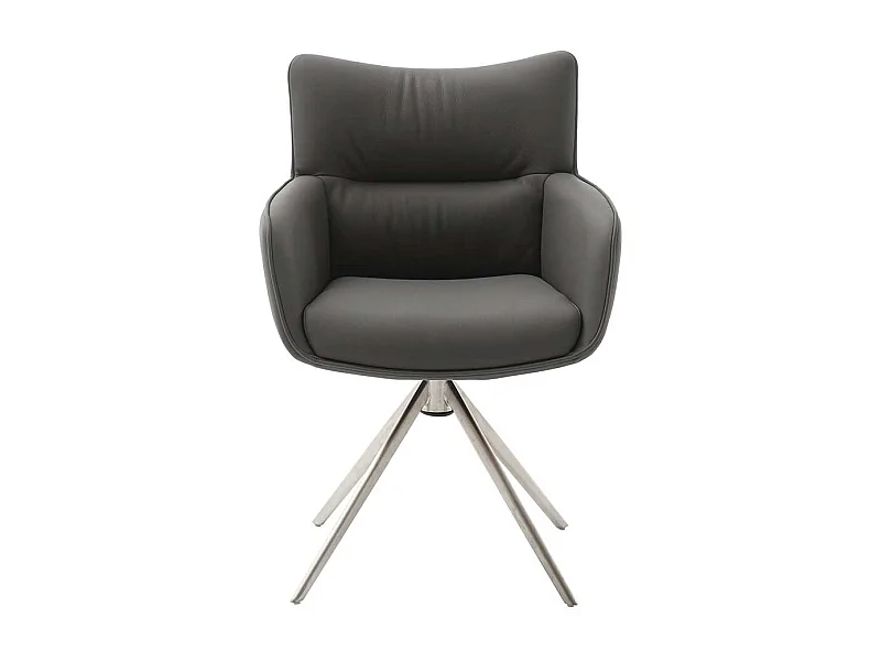 Design Armlehner drehbar aus Echtleder Edelstahl (2er Set)