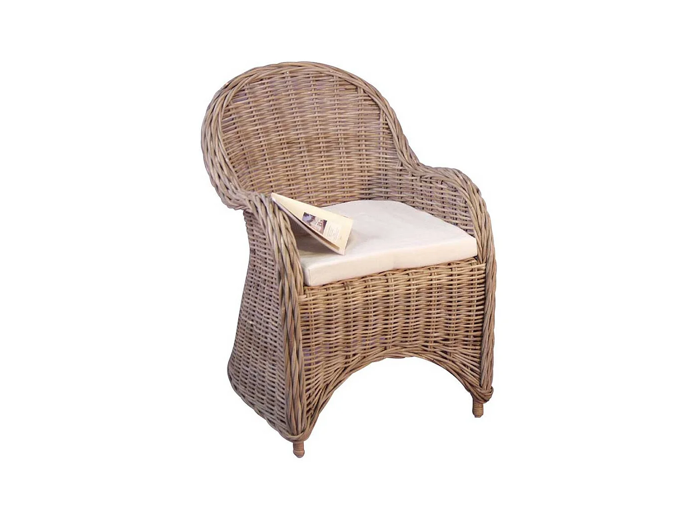 Esszimmersessel aus Rattan Grau