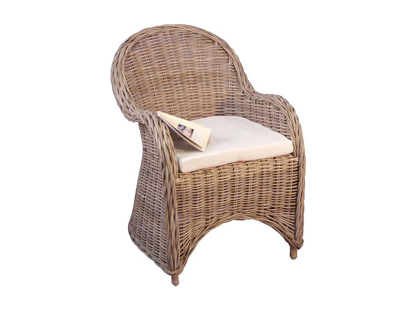 Esszimmersessel aus Rattan Grau