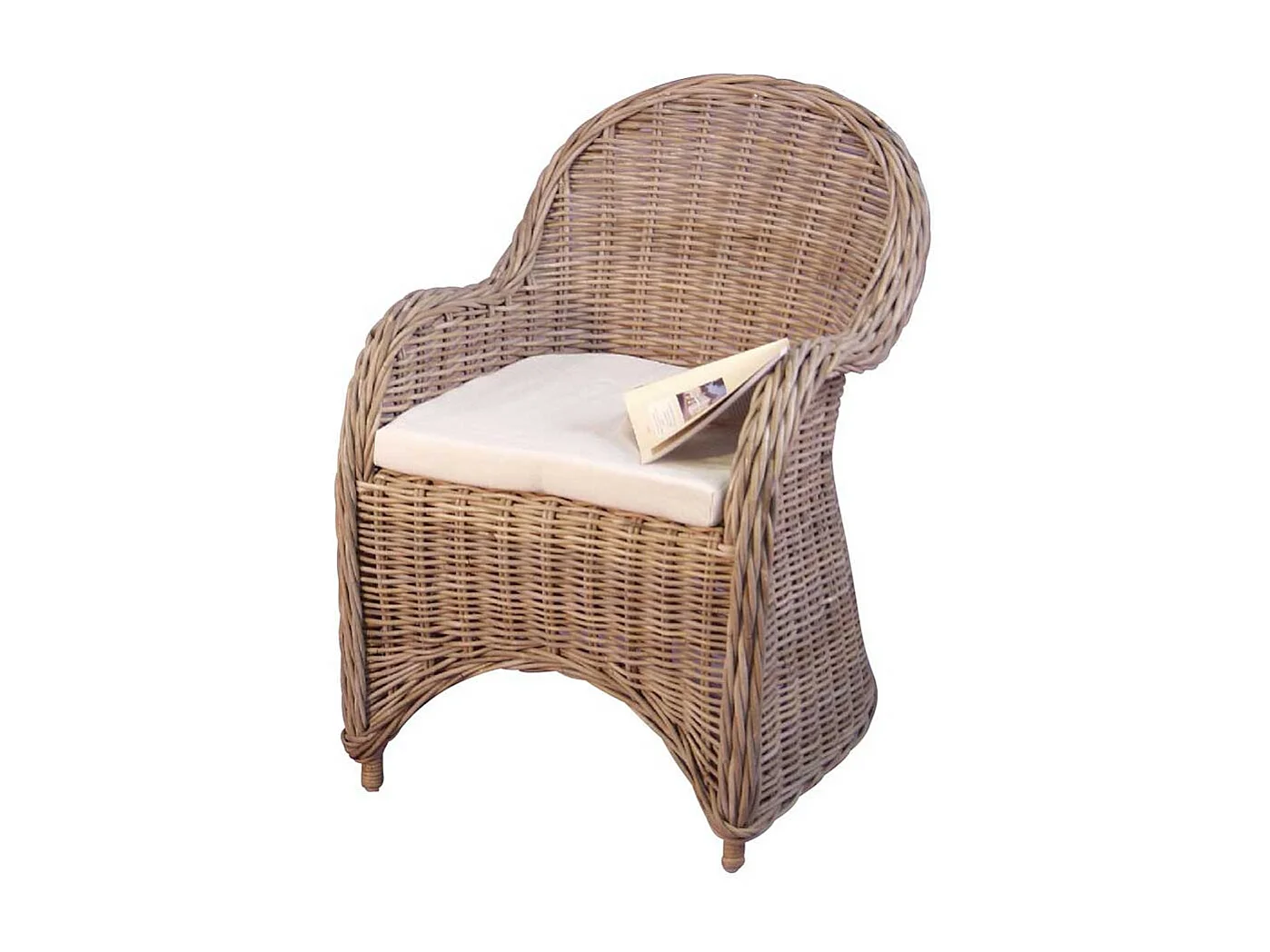 Esszimmersessel aus Rattan Grau