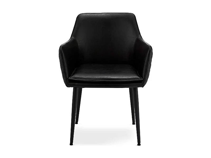 Esstischsessel in Schwarz Kunstleder Metallgestell (2er Set)