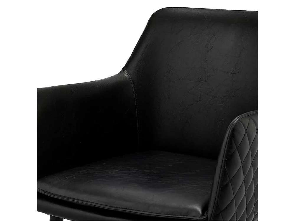 Esstischsessel in Schwarz Kunstleder Metallgestell (2er Set)