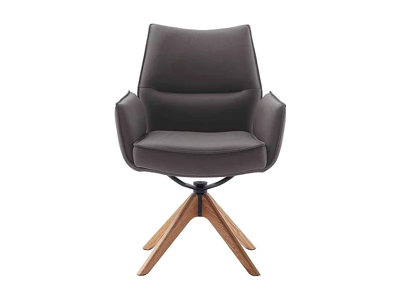 Stuhl Esszimmer Esszimmerstuhl aus Echtleder mit Gestell aus Massivholz (2er Set)