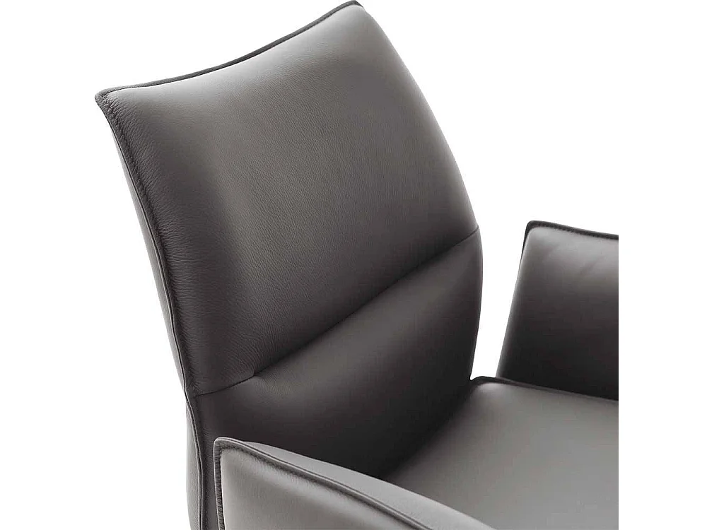 Stuhl Esszimmer Esszimmerstuhl aus Echtleder mit Gestell aus Massivholz (2er Set)