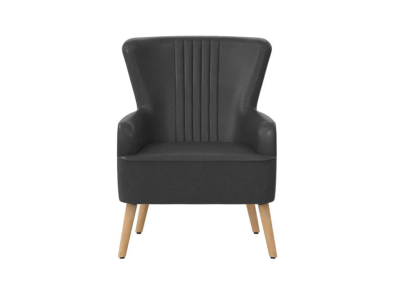 Kunstleder Wohnzimmer Sessel in Dunkelgrau Retrostil