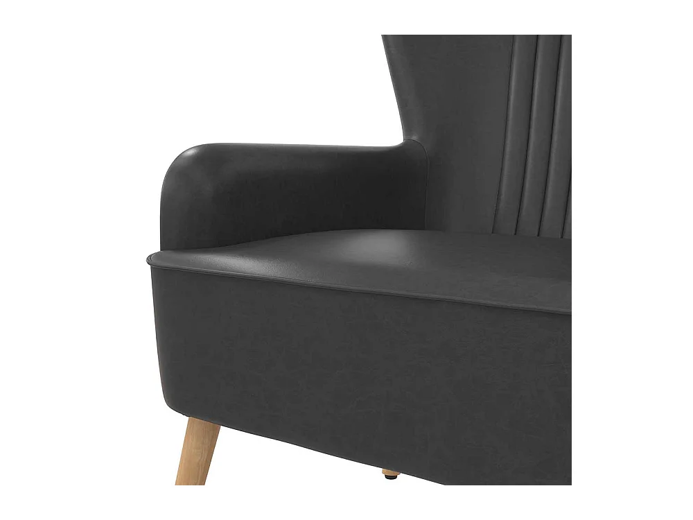 Kunstleder Wohnzimmer Sessel in Dunkelgrau Retrostil