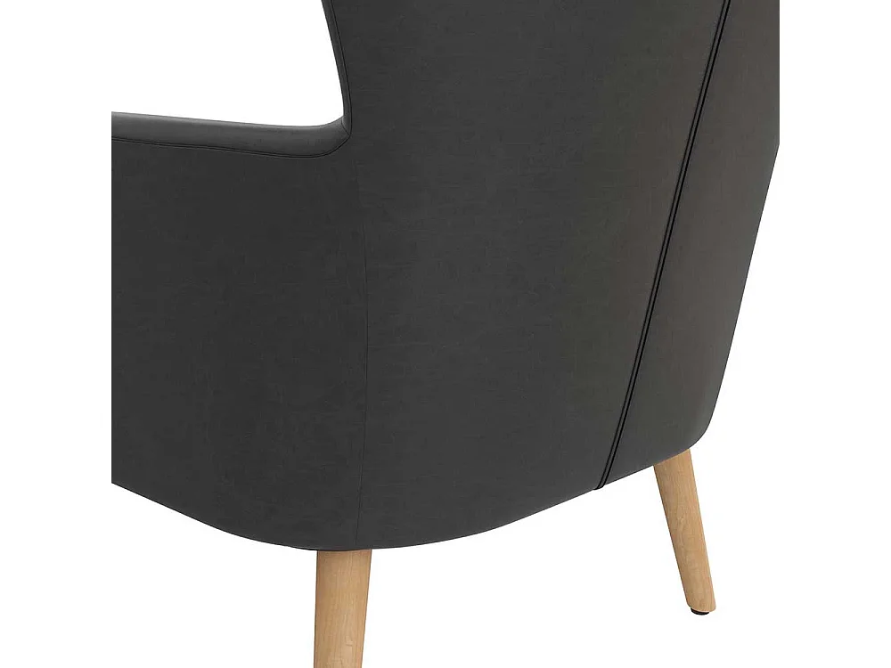 Kunstleder Wohnzimmer Sessel in Dunkelgrau Retrostil