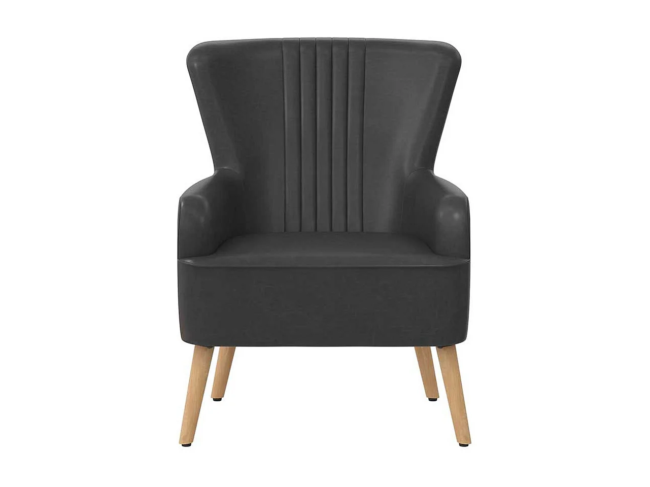Kunstleder Wohnzimmer Sessel in Dunkelgrau Retrostil